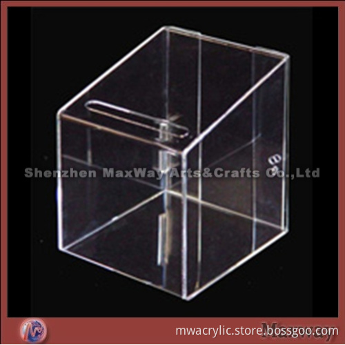 Pure Transparent Cubical Acrylic/Plexiglass Ballot/Suggestion Box